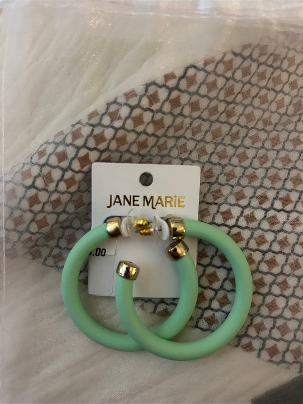 Jane Marie Mint Green Hoop Earrings with Gold Accents